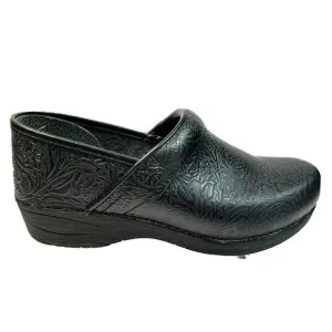 Dasnko XP 2.0 Black Floral Tooled Clogs Shoes Size 42 EU 11.5 12 US