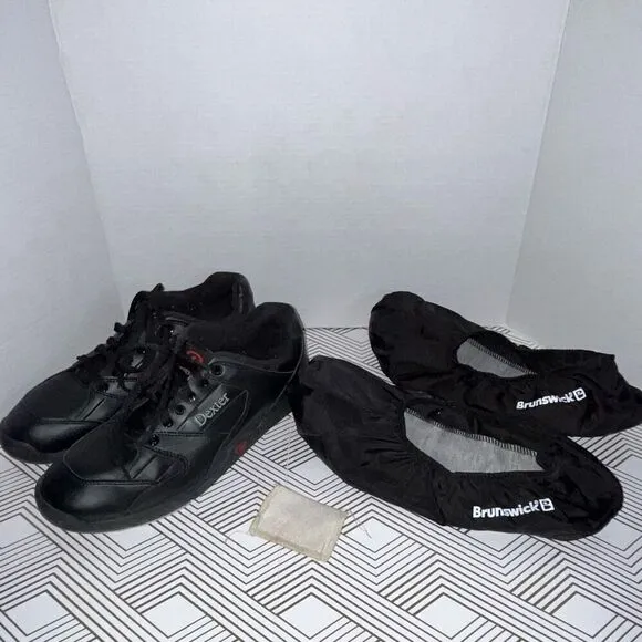 Dexter Mens Bowling Shoes Sz 9 2W Ricky II Black Brunswick Reusable Shoe Shield