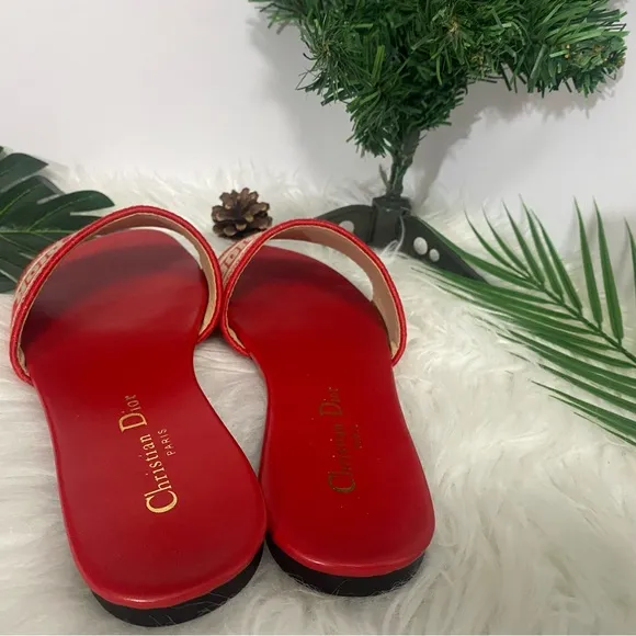 Dior Red Slide Sandals