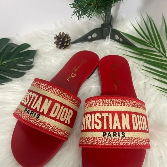 Dior Red Slide Sandals