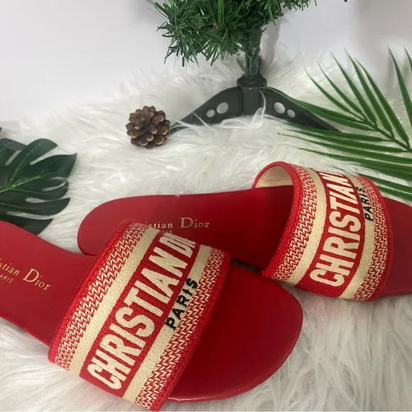 Dior Red Slide Sandals