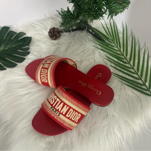 Dior Red Slide Sandals