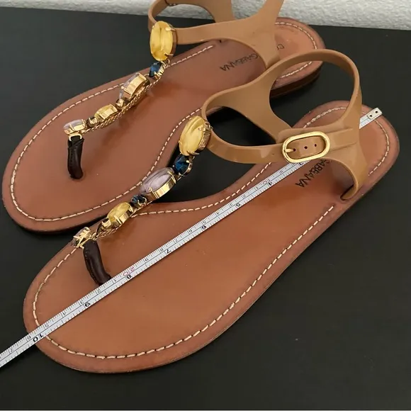 Dolce &amp; Gabbana Thong Sandals Crystal Embellishment Size 39