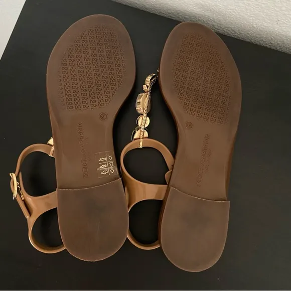 Dolce &amp; Gabbana Thong Sandals Crystal Embellishment Size 39