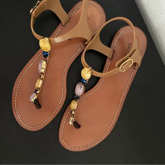 Dolce &amp; Gabbana Thong Sandals Crystal Embellishment Size 39