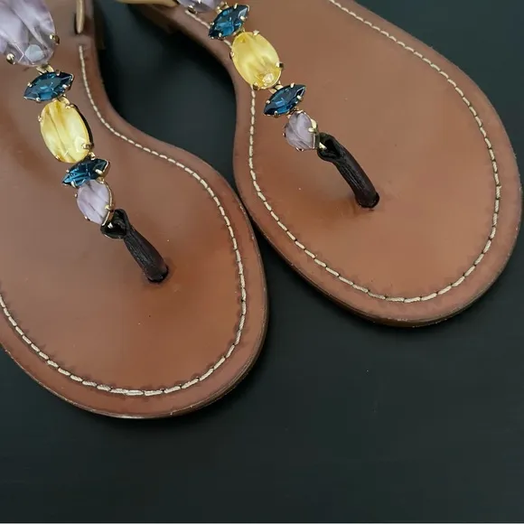 Dolce &amp; Gabbana Thong Sandals Crystal Embellishment Size 39