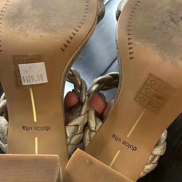 Dolce Vita Paily light gold metallic Stella braided heel sandals size 7