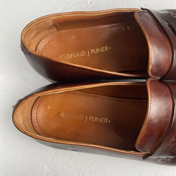 Donald J. Pliner Men's Size 10 M ZAN-D9 Leather Slip On Loafer Brown Shoes