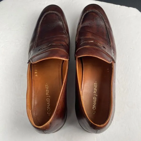 Donald J. Pliner Men's Size 10 M ZAN-D9 Leather Slip On Loafer Brown Shoes