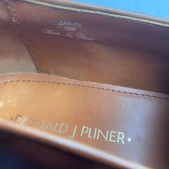 Donald J. Pliner Men's Size 10 M ZAN-D9 Leather Slip On Loafer Brown Shoes