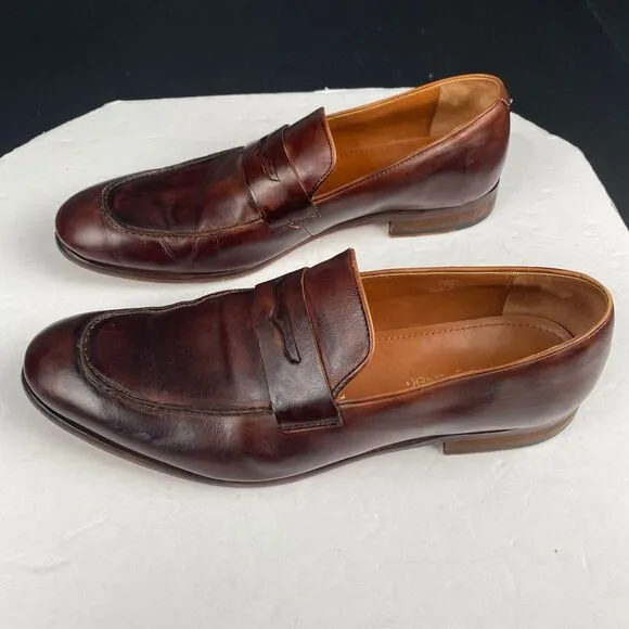 Donald J. Pliner Men's Size 10 M ZAN-D9 Leather Slip On Loafer Brown Shoes