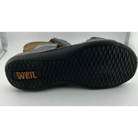 Dr. Andrew Weil Women's Sonora T-Strap Sandals Silver Buckle Slingback Size: 8W