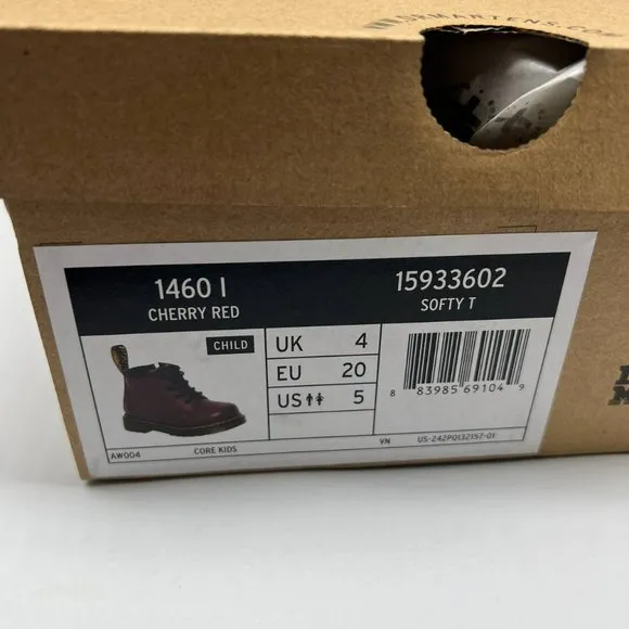 Dr Martens AirWair Brooklee Boots Cherry‎ Red Softy T AW004 Core Kids Toddler
