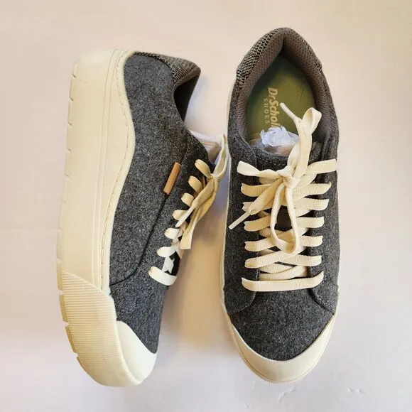 Dr. Scholls Sneakers Womens 7 Charcoal Flannel Time Off Platform ASO Tik Tok
