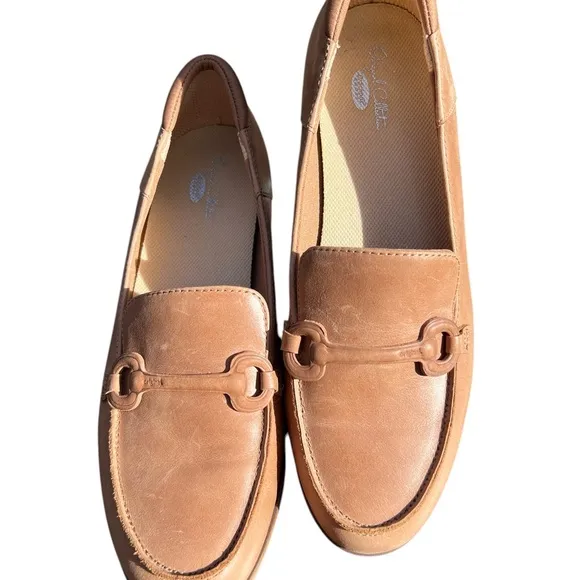 Dr Scholls Women's “Avenue” Tan Leather Comfort Loafers Sz 8