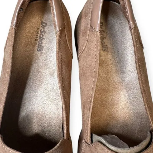DR. SCHOLL’S Women’s Brown Microsuede Nice Day Slip-on Loafer with Penny Strap S