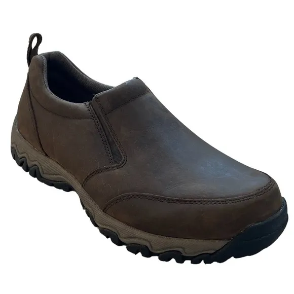 Duluth Trading Brown Leather Slip On Shoes Wild Boar Leather Mocs Size 10 W Wide