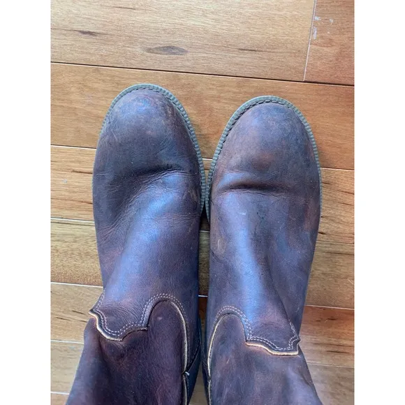 Durango Leather Work Boots Pull On Round Toe Brown Boots Men's 12D made in USA