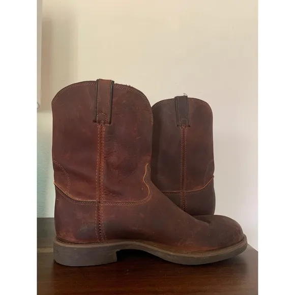 Durango Leather Work Boots Pull On Round Toe Brown Boots Men's 12D made in USA