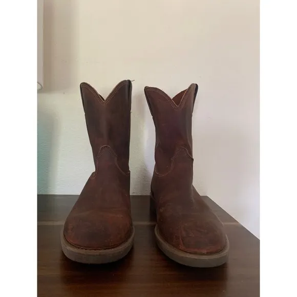 Durango Leather Work Boots Pull On Round Toe Brown Boots Men's 12D made in USA