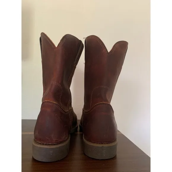 Durango Leather Work Boots Pull On Round Toe Brown Boots Men's 12D made in USA
