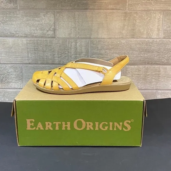 Earth Origins-NIB-Nellie Sandals-Welltek System--Size 6.5-Amber Yellow-Eco Calf