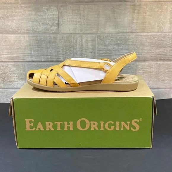 Earth Origins-NIB-Nellie Sandals-Welltek System--Size 6.5-Amber Yellow-Eco Calf