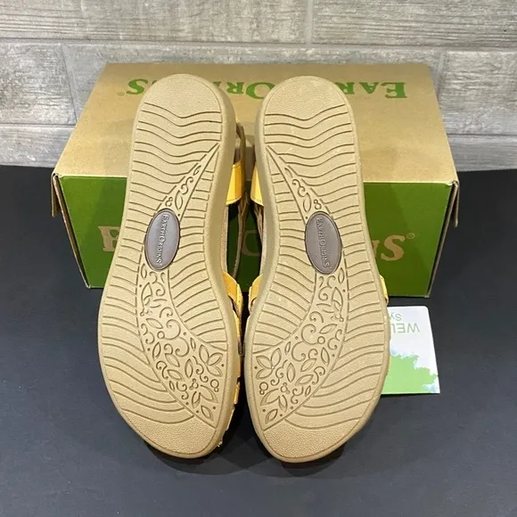 Earth Origins-NIB-Nellie Sandals-Welltek System--Size 6.5-Amber Yellow-Eco Calf