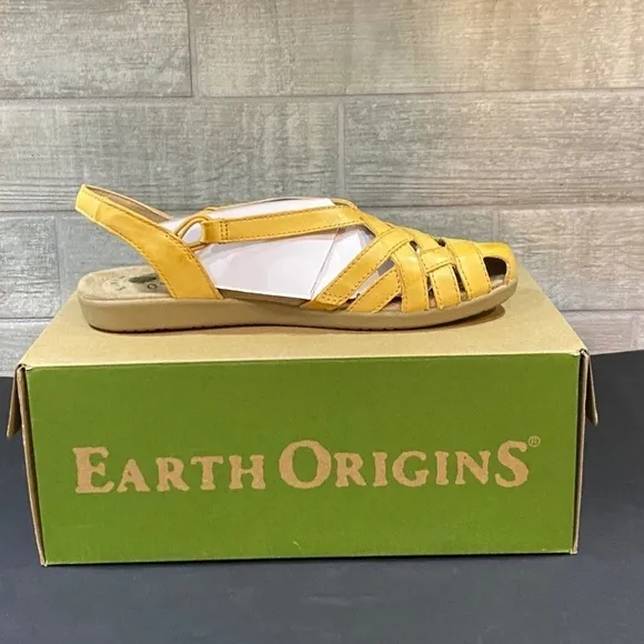 Earth Origins-NIB-Nellie Sandals-Welltek System--Size 6.5-Amber Yellow-Eco Calf