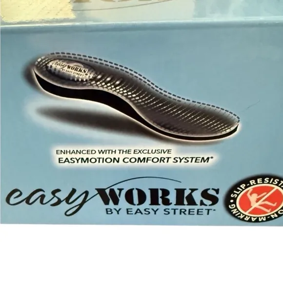 Easy Works by Easy Street Lyndee Shoes Navy Floral Embossed Women’s Size 9.5