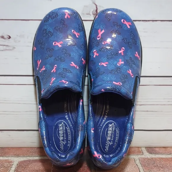 Easy Works by Easy Street Women's Breast Cancer Awareness Work Clogs Shoes 9.5