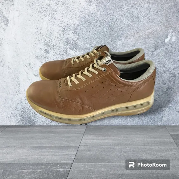 Ecco Gore Tex Surround Golf Shoes Brown Yak Leather 44 10-10.5 US Portugal Wide
