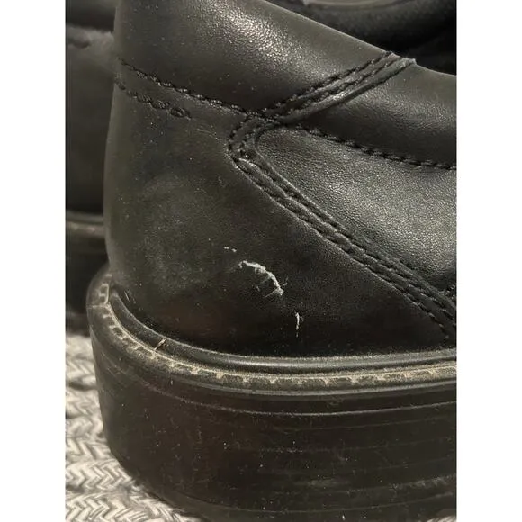 ECCO Helsinki Plain Toe Leather Derby Men's Size 9.5 Black Comfort Dress Shoe