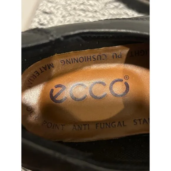 ECCO Helsinki Plain Toe Leather Derby Men's Size 9.5 Black Comfort Dress Shoe