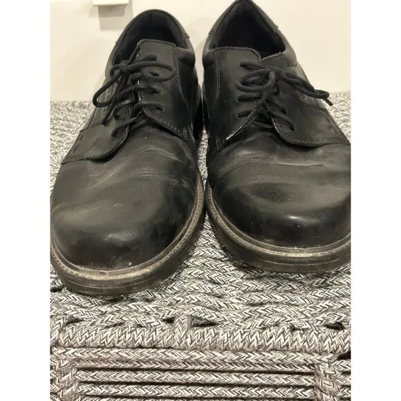 ECCO Helsinki Plain Toe Leather Derby Men's Size 9.5 Black Comfort Dress Shoe