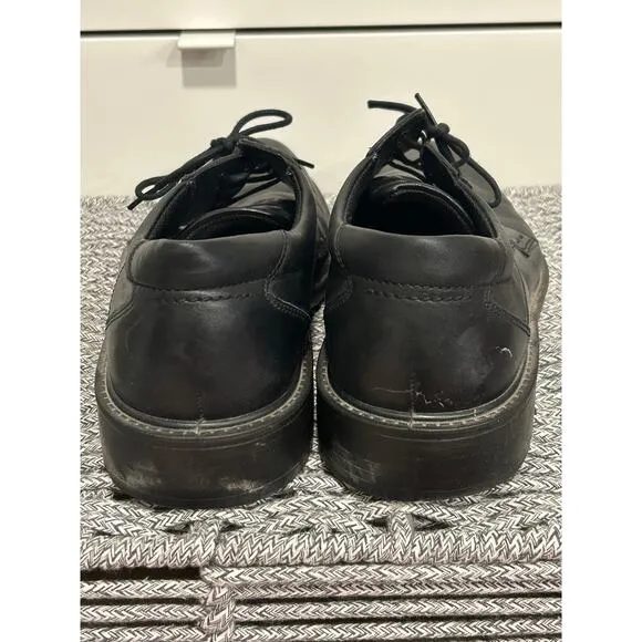 ECCO Helsinki Plain Toe Leather Derby Men's Size 9.5 Black Comfort Dress Shoe