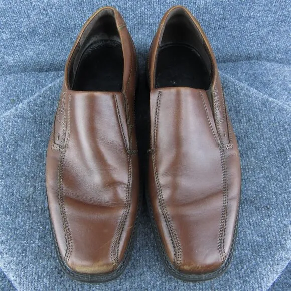 Ecco Men Loafer Shoes Brown Leather Slip On‎ Size 46 Medium