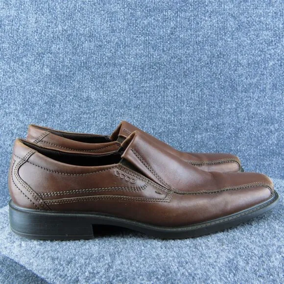Ecco Men Loafer Shoes Brown Leather Slip On‎ Size 46 Medium