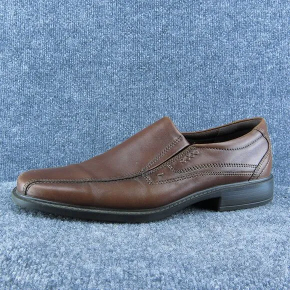 Ecco Men Loafer Shoes Brown Leather Slip On‎ Size 46 Medium
