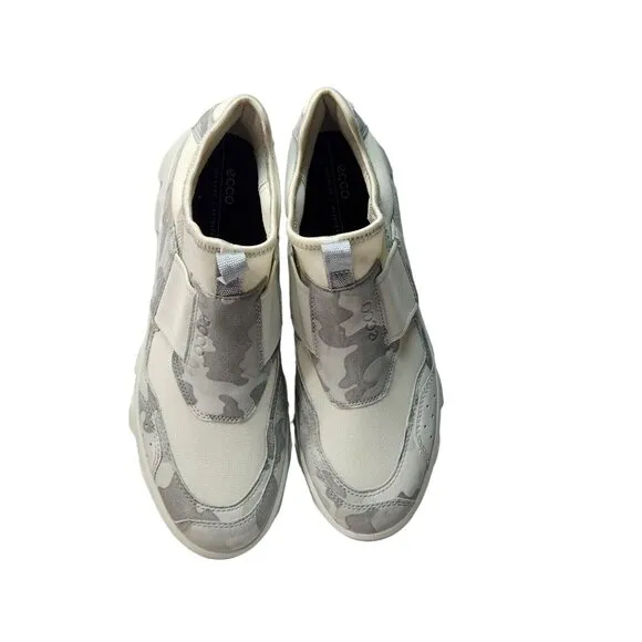 Ecco Sport MX Low Womens Size 39 EU (8-8.5 US) White Camo Sneakers  Trail 82
