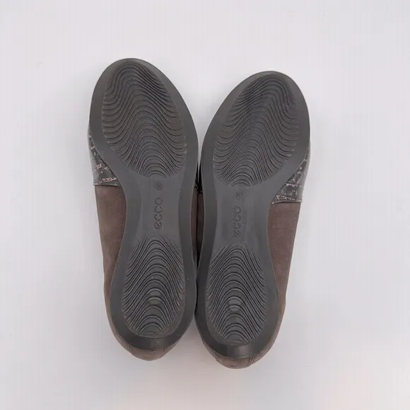 Ecco women’s Touch 15 Ballerina 2.0 flats shoes brown leather &amp; suede SZ 7.5 /38