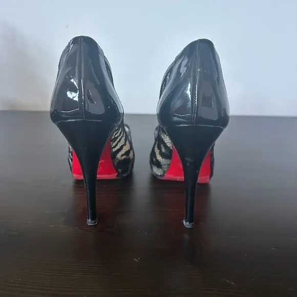 Elegant Black Lace Peep-Toe Heels
