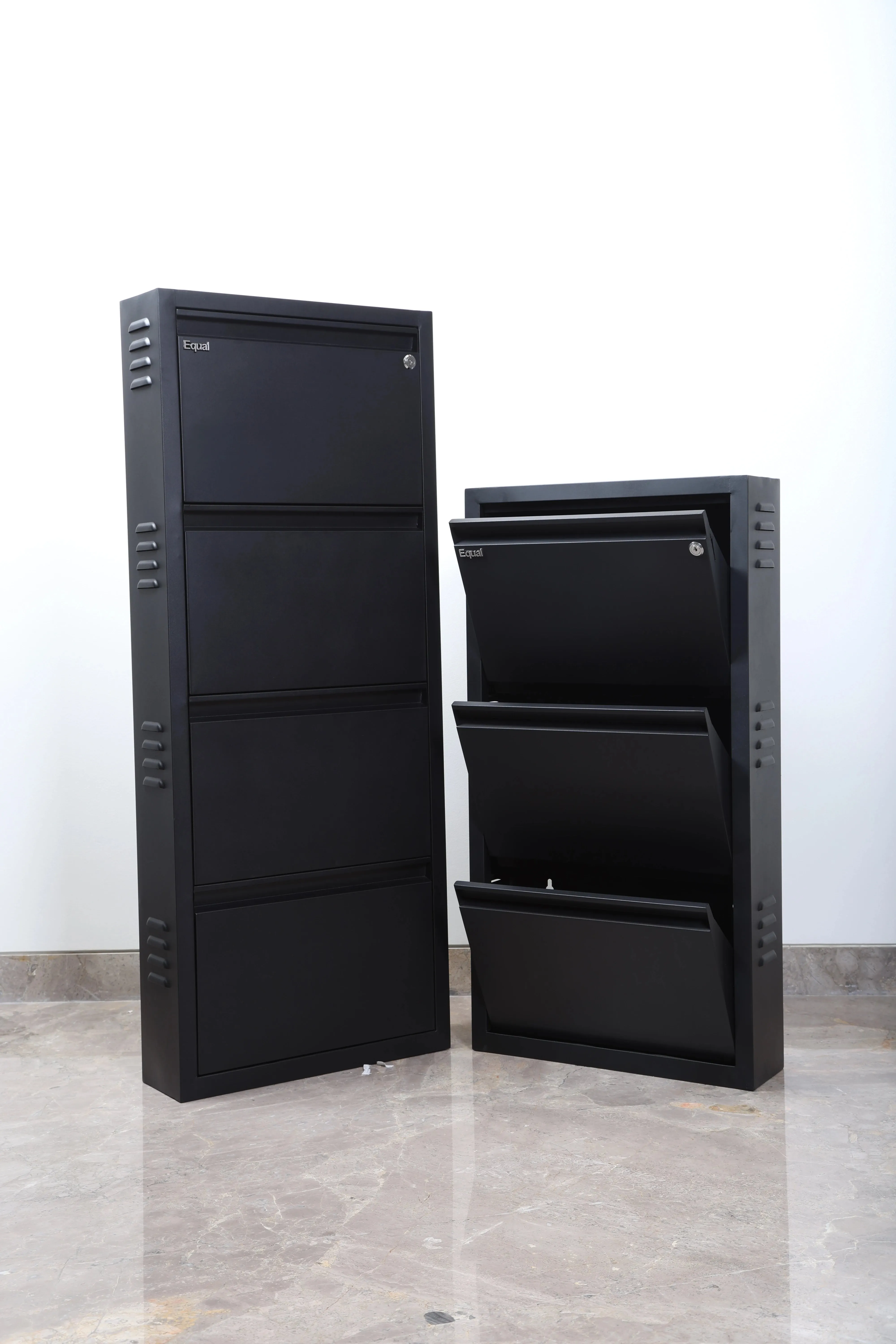 Equal 3 Shelf Lite Shoe Rack for Home | Economic Mild Steel Shoe Cabinet for Home holds upto 6-8 pairs of shoes | 3 Years Limited Warranty | 3 Shelf - Matte Black