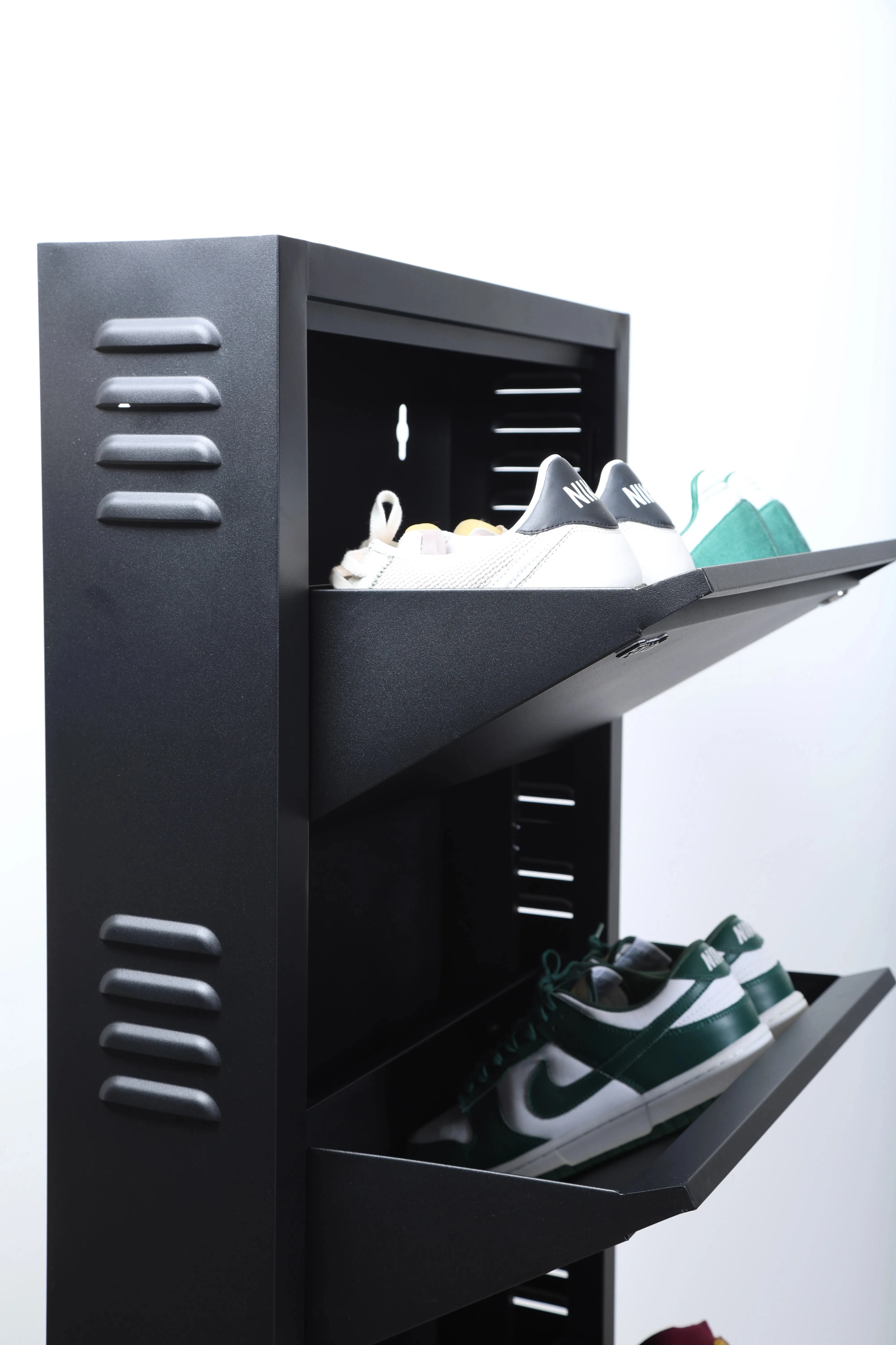 Equal 4 Shelf Lite Shoe Rack for Home | Economic Mild Steel Shoe Cabinet for Home holds upto 8-10 pairs of shoes | 3 Years Limited Warranty | 4 Shelf - Matte Black