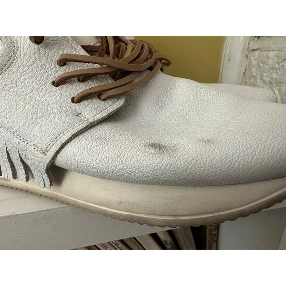 Esseutesse Leather Fringe Sneaker - White - size 40 = US 10