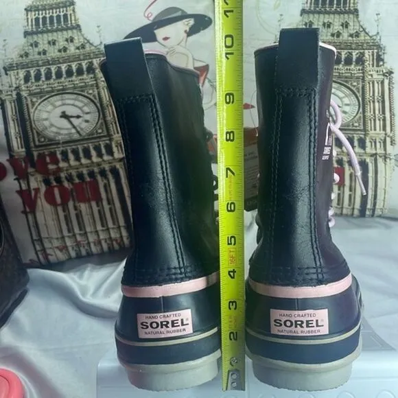 (F) Sorel Premium Waterproof Boots Black/PinkWomen's size 10