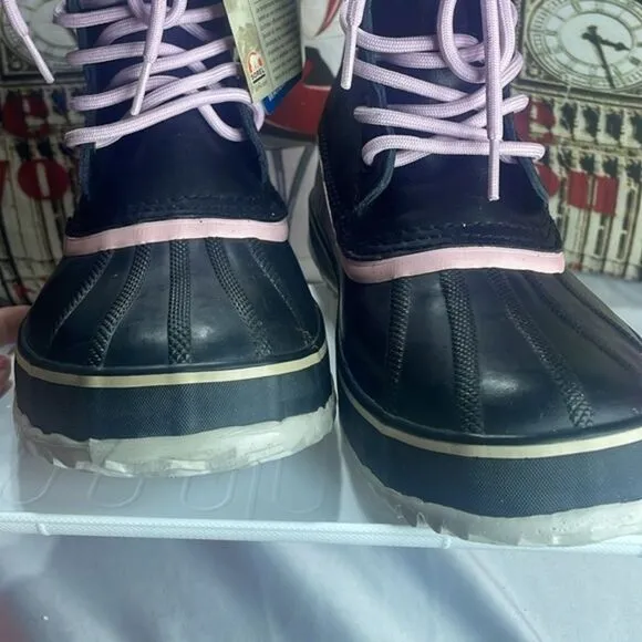 (F) Sorel Premium Waterproof Boots Black/PinkWomen's size 10