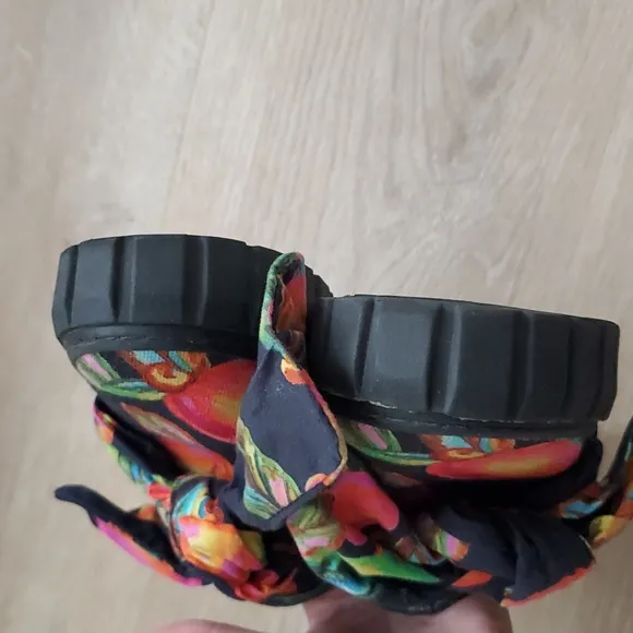Farm Rio Knotted Bow Tropical Fruit Slide Mules Shoes Sz6.5
