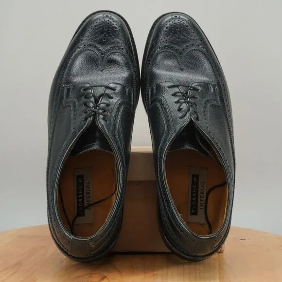 Florsheim Imperial Longwing Brogue Mens Size 10 EEE Wide Black Leather Shoes
