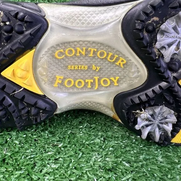 Footjoy Contour Series Men's 8 WIDE Golf Shoes Black White 54175 Leather Spikes
